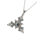 Silver and 10K Gold Blue Topaz Snowflake Pendant studio Gaelsong