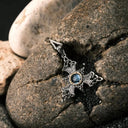 Silver and 10K Gold Blue Topaz Snowflake Pendant Lifestyle Gaelsong