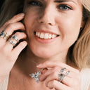 Silver and 10K Gold Blue Topaz Snowflake Pendant Gaelsong