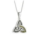 Silver Trinity Knot Pendant with Connemara Inlay Gaelsong