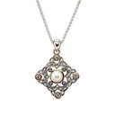 Silver & Gold Celtic Cross Pearl Pendant Gaelsong