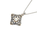 Silver & Gold Celtic Cross Pearl Pendant  studio Gaelsong