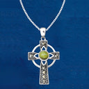 Connemara Marble Celtic Cross on Blue Background Gaelsong