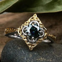 Mystic Blue Moissanite Celtic Ring Lifestyle Gaelsong
