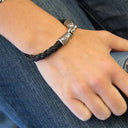 J50004 Handcrafted Celtic Braided Leather Bracelet Black Gaelsong
