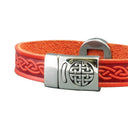 J52182 Eternal Knot Leather Magnetic Cuff in Red Gaelsong
