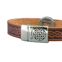 J52183 Brown Celtic Knot Leather Cuff Square Gaelsong
