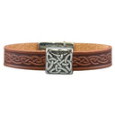 J52183 Brown Celtic Knot Leather Cuff Square Gaelsong
