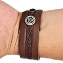 J52184 Men's Brown Leather Cuff Made in Ireland Button View Gaelsong
