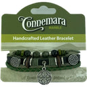 Handmade Connemara & Leather Bracelet with Celtic Charms Round Knot Gaelsong
