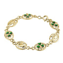Gold-Plated Bracelet with Irish Shamrock & Claddagh Links Gaelsong
