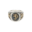 Scottish Lion Rampant Ring Made of Sterling Silver with Golden Lion and Eternal Knotwork  Gaelsong