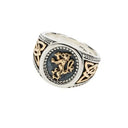 Scottish Lion Rampant Ring Made of Sterling Silver with Golden Lion and Eternal Knotwork Studio Gaelsong