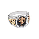 Scottish Lion Rampant Ring Made of Sterling Silver with Golden Lion and Eternal Knotwork  Gaelsong