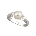 J71009S Triple Goddess Celtic Pearl Ring Side View Gaelsong