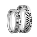 J71013 WHITE Handmade 10K Gold Ogham Band Wedding Rings Gaelsong