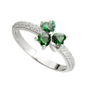 Ladies Silver Shamrock Zirconia Ring studio Gaelsong