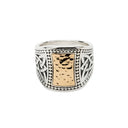 Hammered Gold Inset Ring, Narrow with Eternal Knotwork Front  Gaelsong