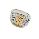 J74013 Hammered Gold Irish Signet Ring, Narrow Gaelsong