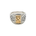 Hammered Gold Inset Ring, Narrow with Eternal Knotwork on the Front Gaelsong