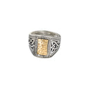 Hammered Gold Inset Ring, Narrow with Eternal Knotwork on the Sides 1 Gaelsong