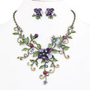 J90045 Purple Blossoms Celtic Necklet & Stud Earrings On Gaelsong