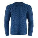 Men's Traditional Heavyweight Aran Sweater Blue Front View Gaelsong