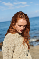 Women's Crew Neck Aran Sweater with Pockets