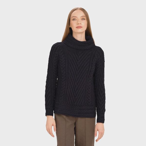 A20294 Ladies Heavyweight Aran Fisherman Sweater Gaelsong