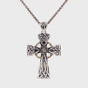 J24504 Silver and 10K Gold High Celtic Cross Pendant Gaelsong