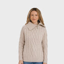 A20302 Ladies Irish Merino Zip Neck Sweater Gaelsong